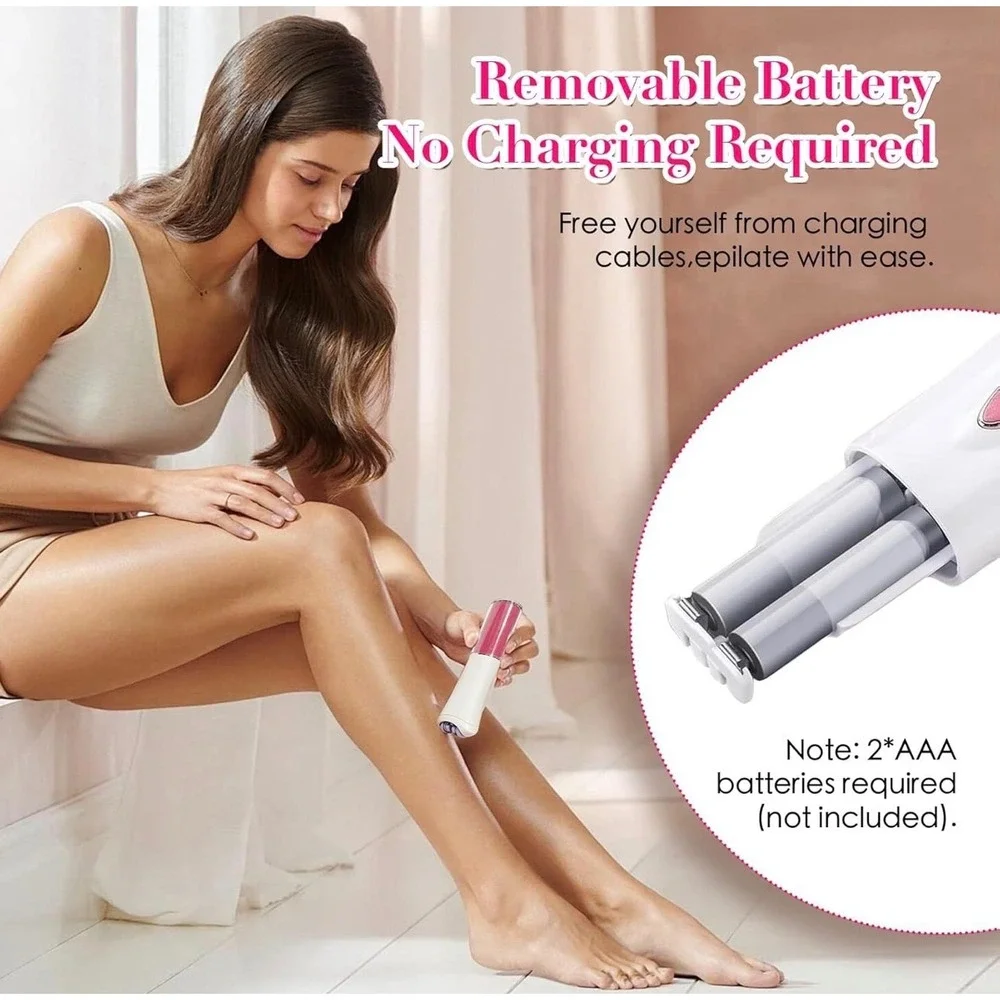 Keda KD-199 Mini Portable Epilator for Women Hair Removal 2-Speed LED Light Pink